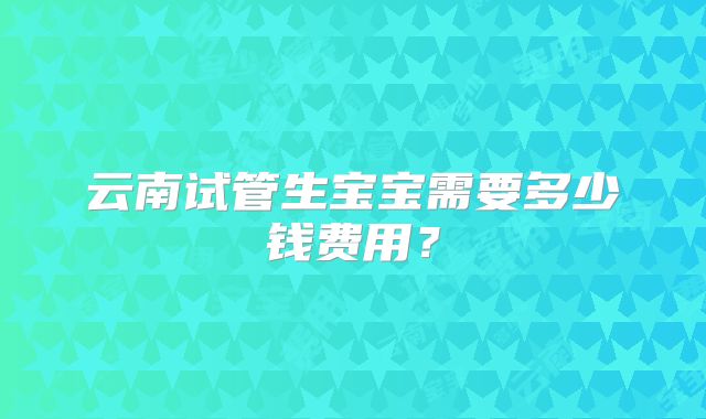 云南试管生宝宝需要多少钱费用？