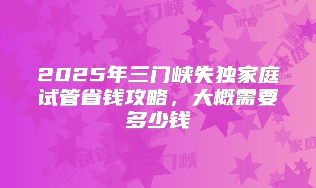 2025年三门峡失独家庭试管省钱攻略，大概需要多少钱