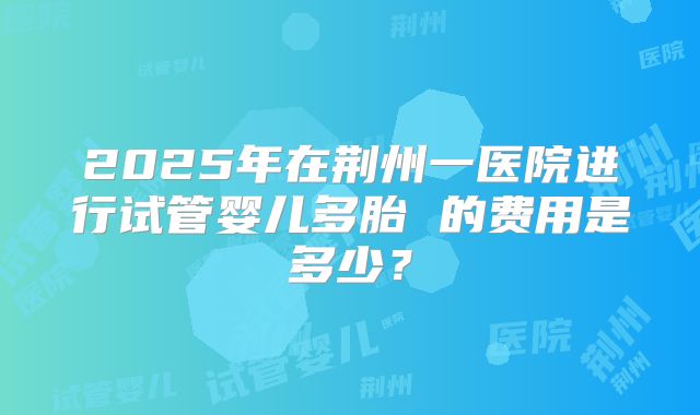 2025年在荆州一医院进行试管婴儿多胎 的费用是多少?