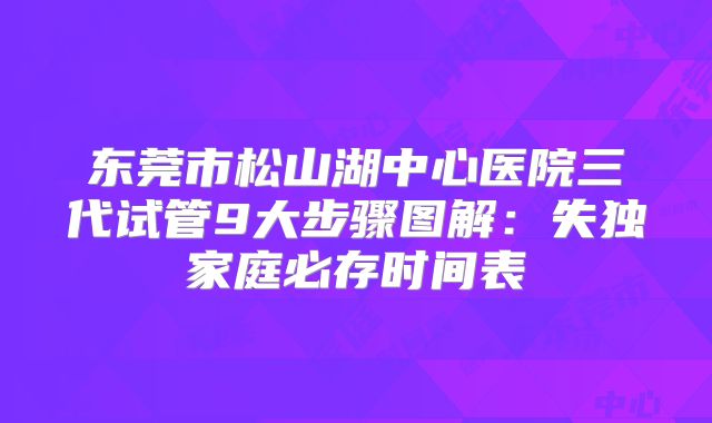东莞市松山湖中心医院三代试管9大步骤图解：失独家庭必存时间表