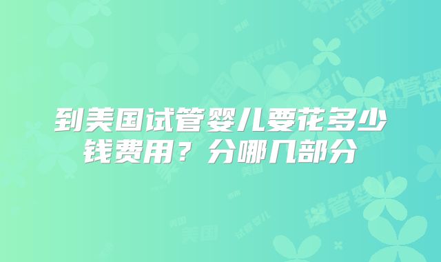 到美国试管婴儿要花多少钱费用？分哪几部分