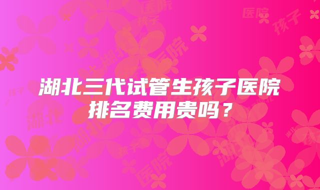 湖北三代试管生孩子医院排名费用贵吗？