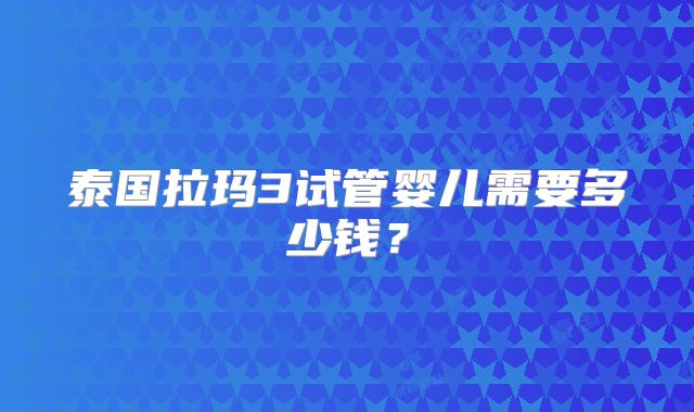 泰国拉玛3试管婴儿需要多少钱？
