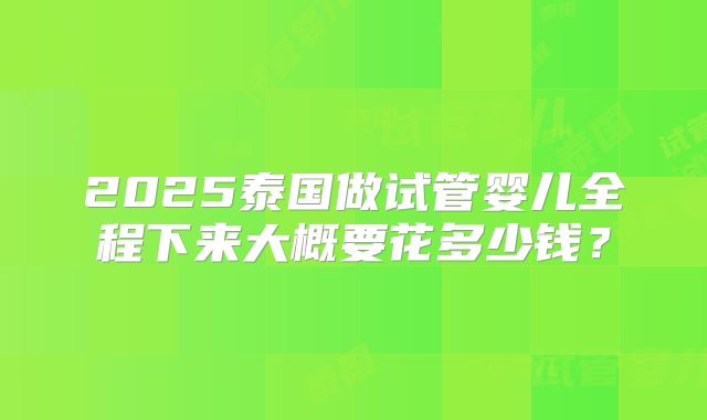 2025泰国做试管婴儿全程下来大概要花多少钱？