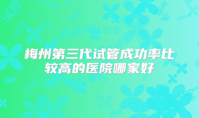 梅州第三代试管成功率比较高的医院哪家好
