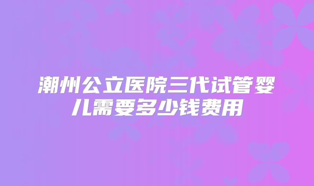潮州公立医院三代试管婴儿需要多少钱费用