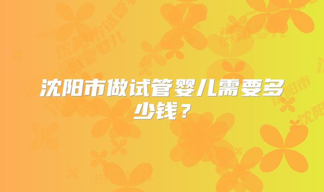 沈阳市做试管婴儿需要多少钱？
