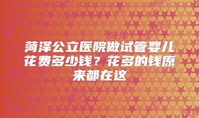 菏泽公立医院做试管婴儿花费多少钱？花多的钱原来都在这