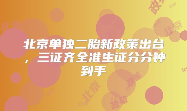 北京单独二胎新政策出台,三证齐全准生证分分钟到手