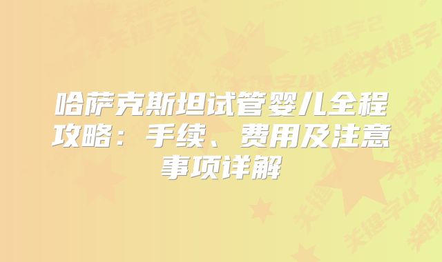 哈萨克斯坦试管婴儿全程攻略:手续、费用及注意事项详解