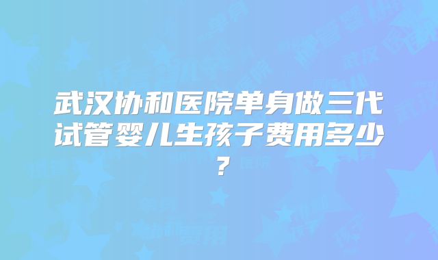 武汉协和医院单身做三代试管婴儿生孩子费用多少?