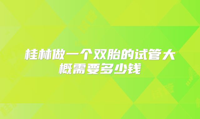 桂林做一个双胎的试管大概需要多少钱