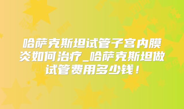哈萨克斯坦试管子宫内膜炎如何治疗_哈萨克斯坦做试管费用多少钱！