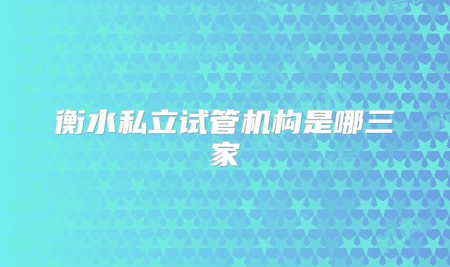 衡水私立试管机构是哪三家