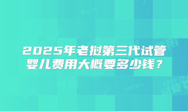 2025年老挝第三代试管婴儿费用大概要多少钱？