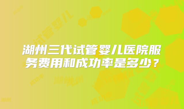 湖州三代试管婴儿医院服务费用和成功率是多少?