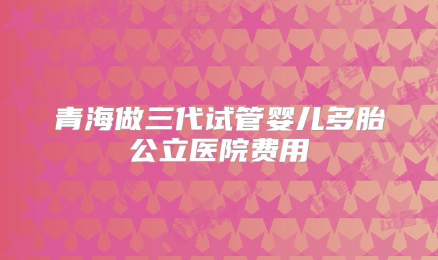 青海做三代试管婴儿多胎公立医院费用