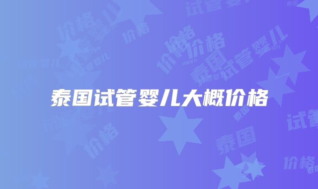 泰国试管婴儿大概价格