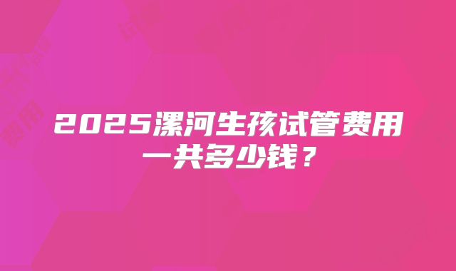 2025漯河生孩试管费用一共多少钱？
