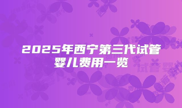 2025年西宁第三代试管婴儿费用一览