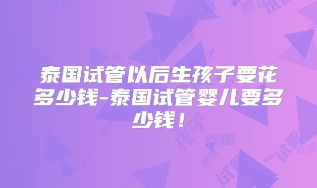 泰国试管以后生孩子要花多少钱-泰国试管婴儿要多少钱！