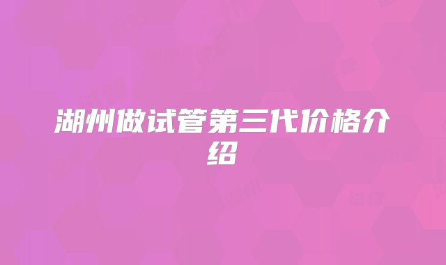 湖州做试管第三代价格介绍
