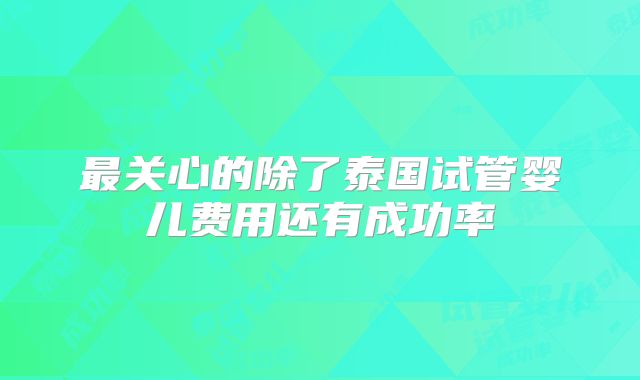 最关心的除了泰国试管婴儿费用还有成功率