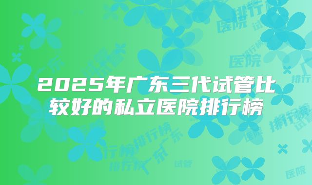 2025年广东三代试管比较好的私立医院排行榜