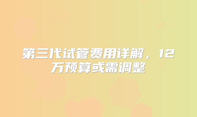 第三代试管费用详解，12万预算或需调整