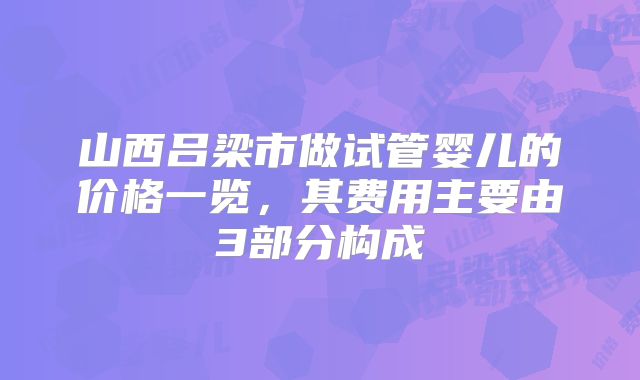山西吕梁市做试管婴儿的价格一览，其费用主要由3部分构成