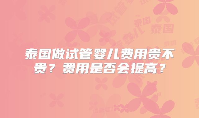 泰国做试管婴儿费用贵不贵？费用是否会提高？