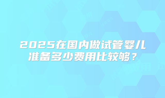 2025在国内做试管婴儿准备多少费用比较够？