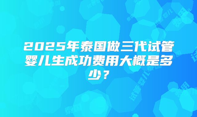 2025年泰国做三代试管婴儿生成功费用大概是多少?