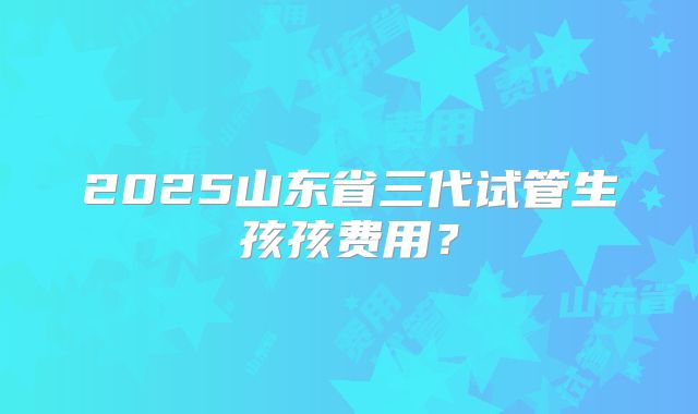 2025山东省三代试管生孩孩费用?