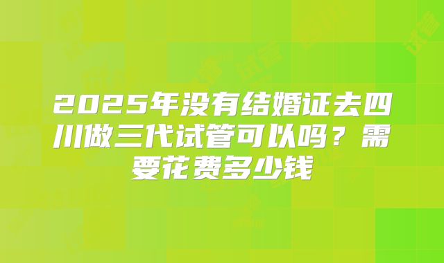 2025年没有结婚证去四川做三代试管可以吗？需要花费多少钱