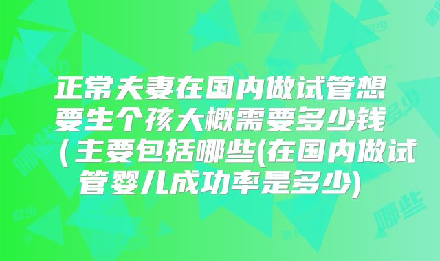 正常夫妻在国内做试管想要生个孩大概需要多少钱(主要包括哪些(在国内做试管婴儿成功率是多少)