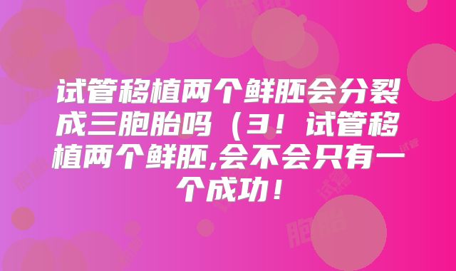 试管移植两个鲜胚会分裂成三胞胎吗(3!试管移植两个鲜胚,会不会只有一个成功!