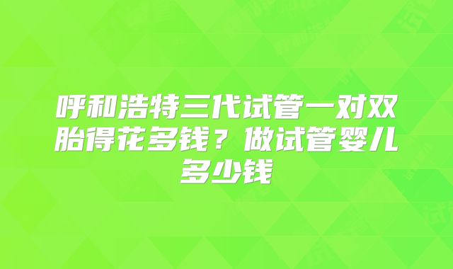 呼和浩特三代试管一对双胎得花多钱?做试管婴儿多少钱