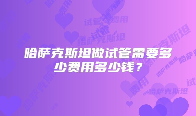 哈萨克斯坦做试管需要多少费用多少钱？
