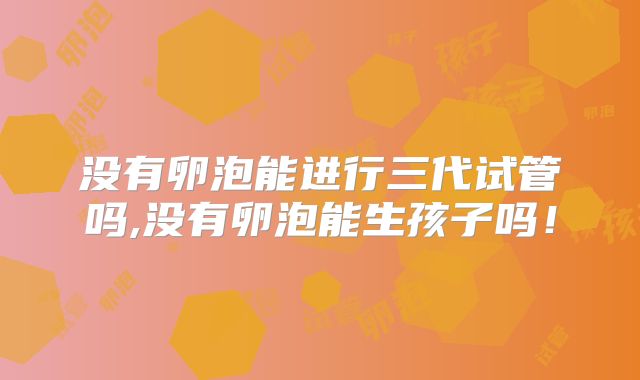 没有卵泡能进行三代试管吗,没有卵泡能生孩子吗！