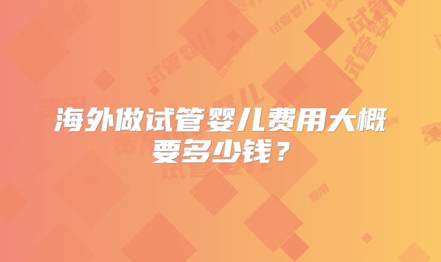 海外做试管婴儿费用大概要多少钱？