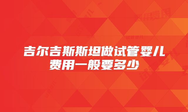 吉尔吉斯斯坦做试管婴儿费用一般要多少
