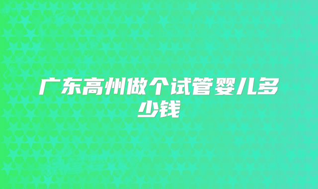 广东高州做个试管婴儿多少钱