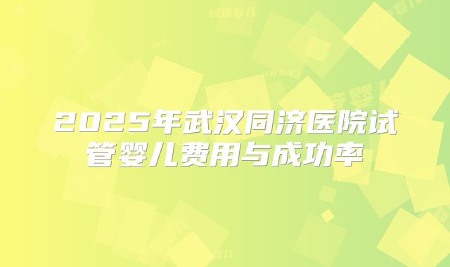 2025年武汉同济医院试管婴儿费用与成功率