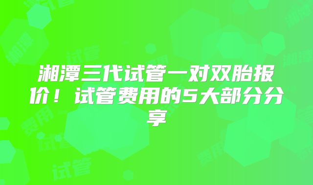 湘潭三代试管一对双胎报价!试管费用的5大部分分享