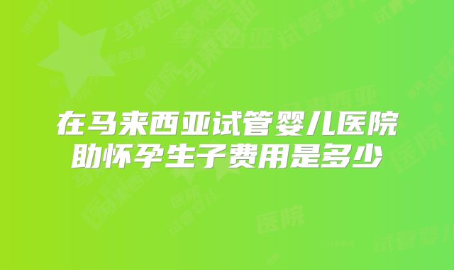 在马来西亚试管婴儿医院助怀孕生子费用是多少