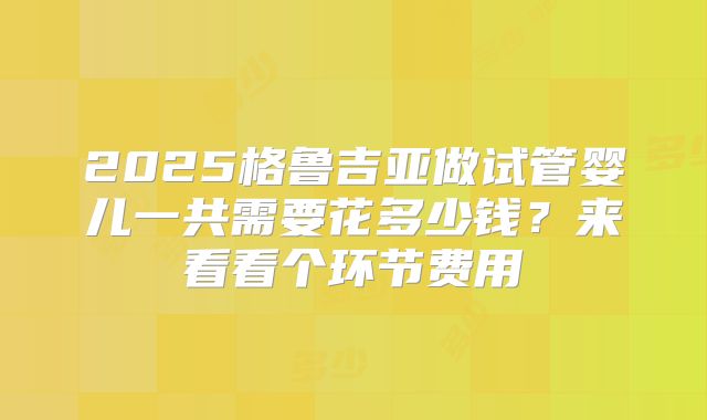 2025格鲁吉亚做试管婴儿一共需要花多少钱?来看看个环节费用
