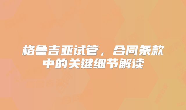 格鲁吉亚试管，合同条款中的关键细节解读