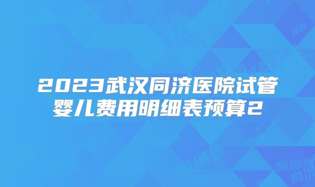 2023武汉同济医院试管婴儿费用明细表预算2