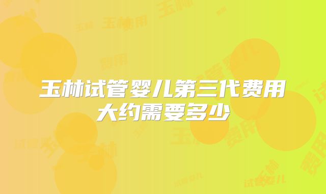玉林试管婴儿第三代费用大约需要多少